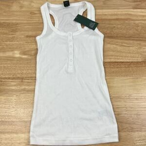 Wild Fable Women's White Racerback Snap Placket Tank Top - Size Medium - NWT
